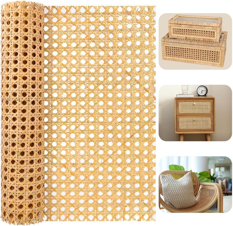 SIEAIGOO 16-inch Wide Rattan Webbing 40-inch Long (3.3 ft.) Rattan Webbing Rolls for Furniture, Chairs, cabinets, Ceilings, beds Rattan Projects Basket Weaving Supplies Open mesh Rattan - Image 1